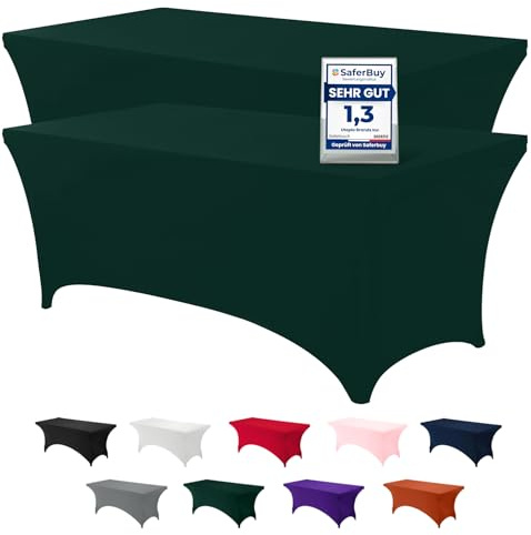 Utopia Kitchen Spandex Tischdecke 2er-Pack [6FT, Jägergrün] Enge, Passgenaue, Waschbar und Faltenfrei Tischdecke Outdoor für Veranstaltung, Hochzeit, Bankett & Partys [183Lx76Wx76H] cm