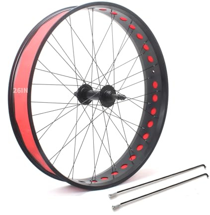 20x4.0 Rear Fat Bike Wheel 24/26 Inch Snow Bike/Beach Bike Rear Wheel 36x14G Spokes Disc Brake Quick Release 195mm 36H Rear Hub Rear Rim For 7/8/9/10 Speed Rotary Flywheel(Black-skeleton,26in)