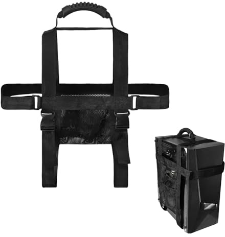 pc-stödstativ PC Tower Bärrem Justerbar Desktop PC-väska Bältehållare Resebärsele med handtag och fickor lämplig för de flesta datorer
