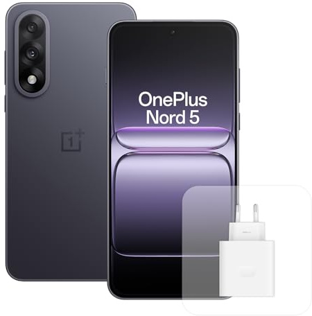 OnePlus Nord 5 Smartphone con 12 GB RAM 512 GB, Pantalla AMOLED de 6,83 y 144 Hz, Snapdragon 8s de 3 generación, cámara Dual de 50 MP, batería de 5200 mAh, con Cargador de 80W, Gris