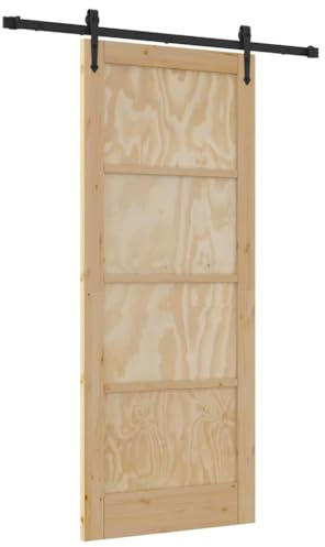 vidaXL Schiebetür mit Hardware-Set 'Orkdal'aus massivem Kiefernholz, 83 x 202cm. Perfekt für Wohnzimmer und Schlafzimmer. Modern, platzsparend für's Büro und mit sicherer, zeitgemäßer Mechanik.