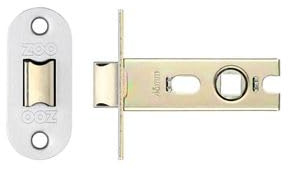 Kooples Hardware Project Tubular Latch 64mm – Radius Corner Faceplate with Bolt-Through Holes – 45mm Backset Internal Door Latch for Lever Handles – Satin Nickel Finish – Fixings Included