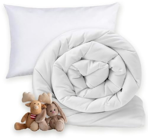 MH Home 7.5 Tog Toddler Duvet WIth Pillow All Season Comforter, Lightweight Skin Friendly Quilt, Down Alternative Ultra-Soft Plush Breathable Quilt 120x150 cm (7.5 Tog Duvet & Pillow)