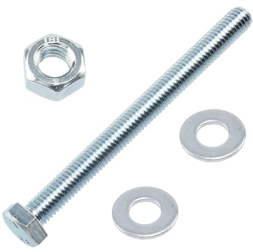 AERZETIX - Set di 10 bulloni М8X90 mm con testa esagonale + 20 rondelle M8x16 mm + 10 dadi esagonali M8 per il fai da te e il fissaggio leggero | acciaio