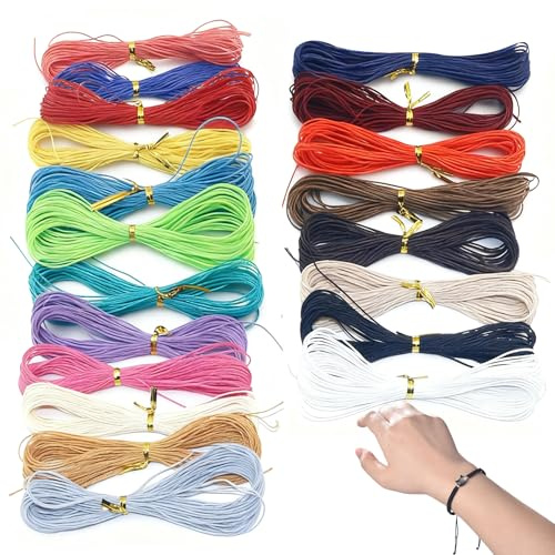 Elastic Cord, 200 Coloured Elastic String, 20 Colors Cord for Jewellery Making Beading, String for Bracelet Strings Stretchy for Necklace Jewellery Making & DIY Crafts