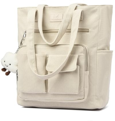 Micmores Laptoptasche Damen 16 Zoll, Handtasche Damen Cord Shopper Tasche Arbeitstaschen Groß Tote Bag, Lehrertasche Bürotasche Aktentasche Umhängetasche für Uni Business Schule