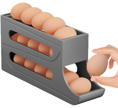 Dispenser di uova per frigorifero, organizer per vassoio per uova salvaspazio scatola per uova con distributore automatico, per controsoffitti, armadietti, tavolo da pranzo