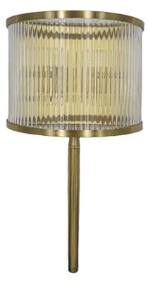 Modern 1 - Light d Vanity Wall Lamp with Clear Ribbed Glass Shade - Half Cylinder Indoor Elegant Wall Lighting for Bedroom, Hallway, Stairs
