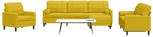 Owoxanthellate 4-teilige Samt Sofagarnitur Gelb mit Hocker Modernes Design Sessel 2-Sitzer 3-Sitzer Couchgarnitur für Wohnzimmer Schlafzimmer Büro