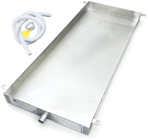 Bandeja de Condensados Aire Acondicionado Acero Inox 304 Profunda 8cm Bandeja de Recogida de Goteo con Tubo para Usos Múltiples Cojín de Goteo(20x40cm(8x16in))
