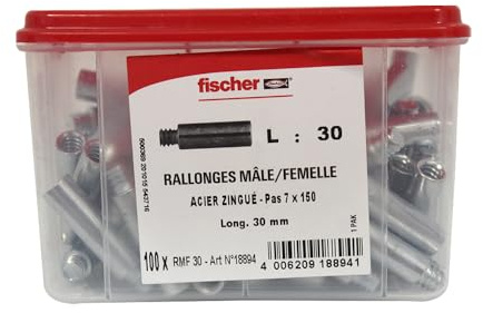 Fischer - Vis - Rallonge patte à vis 7x150 - 30mm | Rallonge 7 x 150 zinguée - 30 mm - Fischer