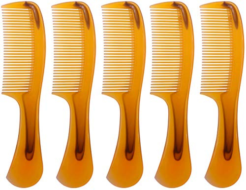 LBY Hair Comb, 5-Pack 16 cm(6.3), Round Handle Comb Hair Care Comb, Plastic, Yellow