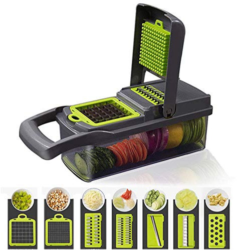 FANFX Vegetable Chopper Set Food Slicer Dicer 16 in 1 Kitchen Mandolin Kit Potato Cheese Salad Cabbage Julienne Zoodle Maker Fruits Veg Slicer