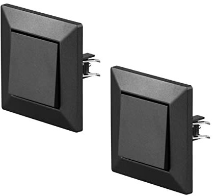 POPP® Mecanismos Interruptor Conmutador Empotrable SERIE ENKEL de Pared con Marco, 10A 250V IP20, con Bornas Automáticas (2, Negro-conmutados)