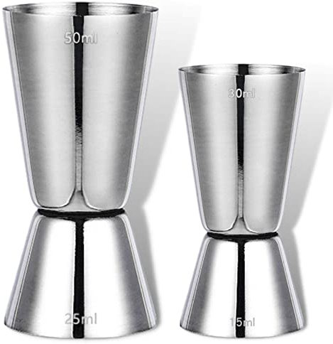 Spirit Measures 25/50ml & 15/30ml Set - 2Pack 304 Stainless Steel Jigger Spirit Measure Set Cocktail Measure Cup Set Whisky Shot Measure for Gin Alcohol Drink