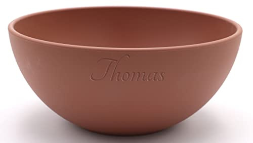 Magu Mueslischale Individuell mit Gravur 16cm mit Namen personalisiert Biopolymer | Osternest Bio Kunststoff 100% Erdölfrei Salatschüssel - Müslischüssel - Individuelle Namensgravur 138062 terra
