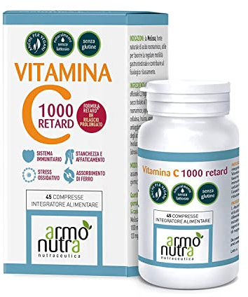 armonutra Integratore Alimentare di Vitamina C con Tecnologia Retard per un Assorbimento Graduale- 45 Compresse