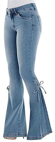 Runstarshow Women Flare Jean High Waisted Flared Trousers for Women Bell Bottom Wide Leg Pants Bootcut Stretch Elegant with Straps for Size 6-20