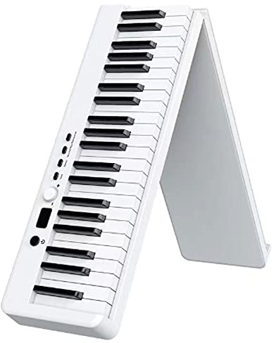 88 Key Digital Piano Keyboard, Full-size Folding Bluetooth Portable Electric Piano with1750mAh Battery/Sustain Pedal and Piano Bag/USB/MIDI Controller, for Beginner Kids Adult (white)