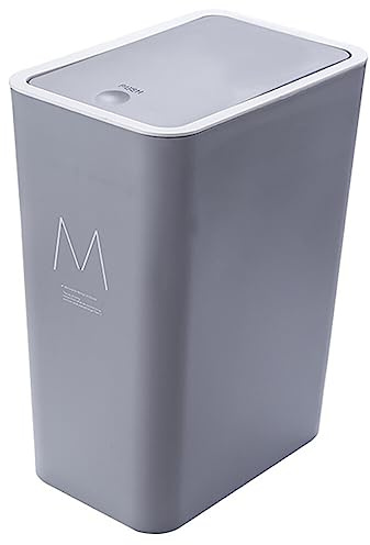JAWSEU Poubelle de Cuisine avec Couvercle, Poubelle de Salle de Bain de 15 L Poubelle Rectangulaire Polyvalentes Poubelle à Bouton-Poussoir Poubelle à Cosmétiques Pour Cuisine Bureau Salle de Bain