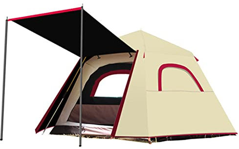 Gehobene wasserdichte Campingzelte für 3–4 Personen, Winddicht, Pop-up-Familien-Tipi-Zelt, doppellagig, automatisches Sofortzelt, große Netzfenster, einfacher Aufbau, tragbare Tragetasche/weiß/3