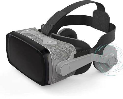 Casque VR pour Téléphone, Casque VR Casque de réalité Virtuelle Lunettes 3D, Ensemble de Lunettes VR Universel avec Lentilles Anti-lumière Bleue, Prise en Smartphone 3,5-7
