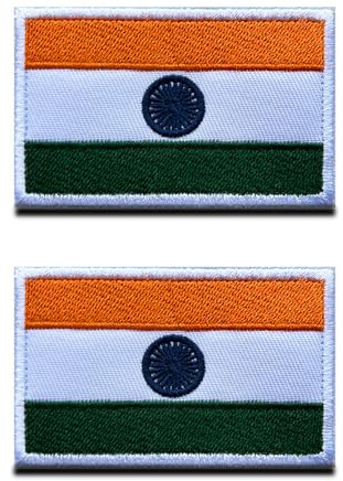 2 Pcs India Indian Flag Patch Hook and Loop Embroidered National Applique Emblem Patch for Team Work Clothes Football Jersey Backpack Caps Travel Biker Tactical Military
