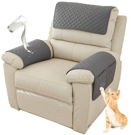 HonunG Sessel überzug,Sesselschoner Mit Armlehnesesselschoner, Sesselschoner,Sofa Bezug,Anti-Rutsch Wasserdicht Waschbar Armkappen Für 1 2 3 Sitzer (Dunkelgrau,1 Sitzer | 3 STK)