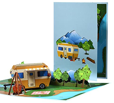 Camping Pop-Up Karte 3D Camping Karte Mit Umschlag Vatertag Geburtstagskarte Für Ehemann Sohn Vater Grußkarte 3D Pop Up Karten