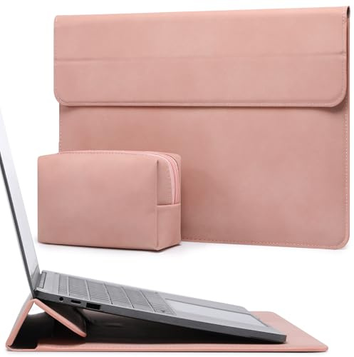 HYZUO 15-16 Zoll Laptoptasche Hülle mit Ständer, Rosa | für MacBook Pro 16 M5-M1 Pro/Max A3428 A3429 2026-2019, XPS 15, MacBook Pro 15 2015-2012, Samsung Galaxy Book Pro/Flex 15