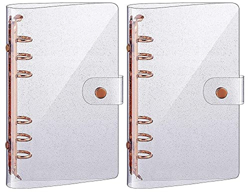 Pavewood 2 StüCke A6 PVC 6 Ringbuch Abdeckung Rose Gold Weiche Notebook Abdeckung Transparente PVC Notebook Schale 6 Loch Lose Blatt Abdeckung