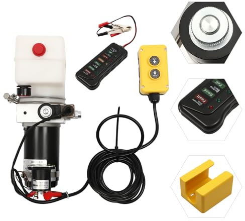 Pompe hydraulique - 12 V - Groupe hydraulique 800 W - Pompe hydraulique à double action - Pour ascenseurs, chariots élévateurs, etc. - 14 x 20 x 32 cm - Noir et argent