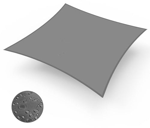 IOAOI Sun Shade Sail 3m x 3m Rectangle Awning Canopy, Waterproof Shade Sail Garden Canopy, 95% UV Block with Free Rope, Sun Sail for Outdoor, Garden, Patio, Yard, Pergola, Balcony, Party (Grey)