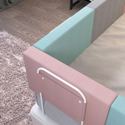 Mgchowue Bettgitter Guard, Babybett-Gitter, 5-Loch Verstellbar Anti-Fall Seitlicher Schutzzaun für Einzelbett, Doppelbett, Kinderbett, Elternbetten(Color:Pink,Size:120cm(60cmx2))