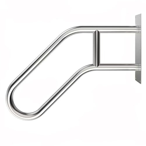 ZIZENG U-Förmiger Treppenhandlauf für 1 bis 3 Stufen Treppe Handlauf Wandhalterung Handlauf Edelstahl Treppengeländer Außen Rutschfester Geeignet für Garten Garage,Shiny silver