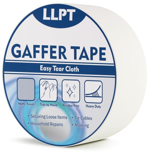 LLPT Cinta Adhesiva Resistente Blanco 50mm x 32m | Cinta de Tela Resistente, Adhesiva e Impermeable Para Reparar, Fijar, Reforzar y Sellar