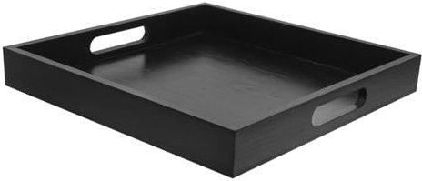 TOPBATHY Black Serving Tray Coffee Table Tray Multi-functional Storage Plate Elegant Design