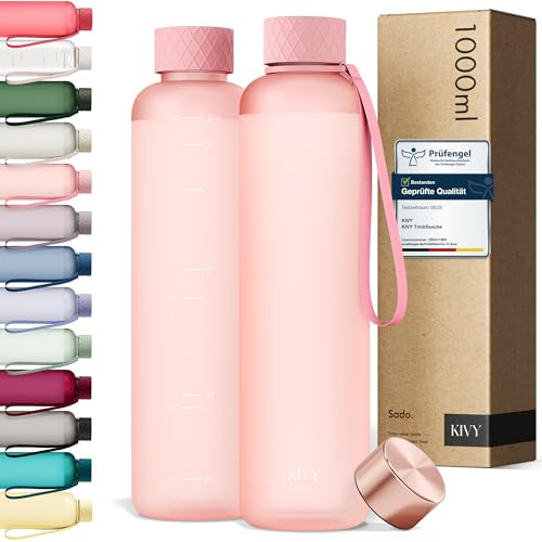 KIVY Trinkflasche 1l aus Tritan - Kohlensäure geeignet & Auslaufsicher | Für Sport, Schule & Büro - Sport Trinkflasche Gym - Wasserflasche für Sprudel - Sportflasche 1 Liter - Spülmaschinenfest
