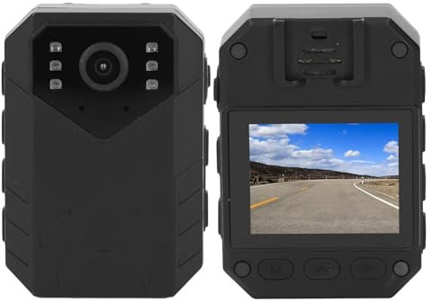 Cuifati Körperkamera mit HD-4K-Videorecorder – 2-Zoll-Farbbildschirm-Körperkamera mit Nachtsicht und Bewegungserkennung, Am Körper Getragene Kamera mit Zeitraffer für die Strafverfolgung