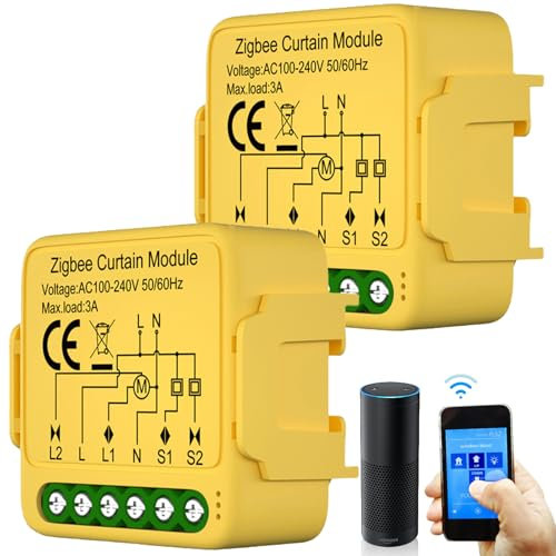 2 pezzi interruttore smart per tapparelle WiFi Tuya: interruttore per tapparelle, modulo 2.4 GHz Alexa Smart tapparelle, controllo app, timer per motore tapparelle, funziona con Alexa/Google Home