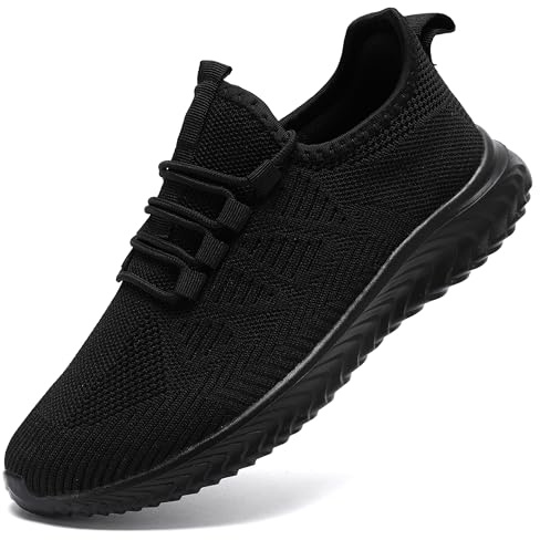 ZMBCYG Womens Tennis Running Shoes - Gym Sneakers Walking Workout Non Slip Walking Athletic Slip on Breathable Mesh Comfortable Lightweight Casual Fashion Sports All Black 7