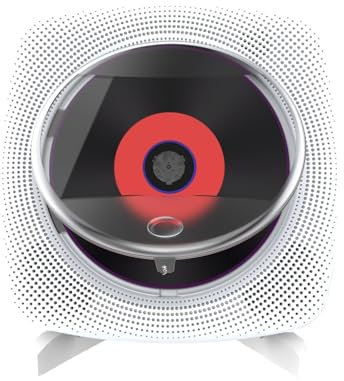 Wall Mounted CD Player with Bracket Bluetooth CD, MP3 Portable Player Dustproof Remote Control CD Player White