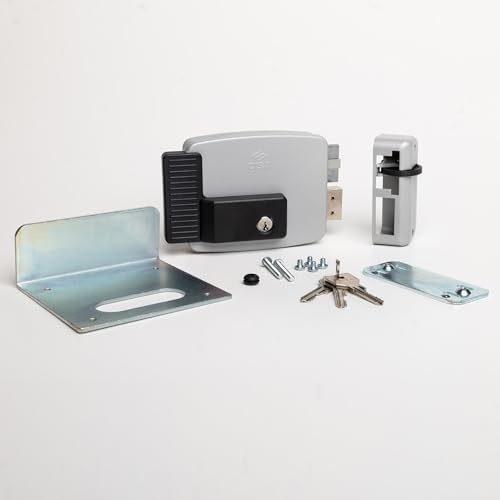 CISA - Serrure électrique à appliquer 111761701N7 - Serrure électrique CISA avec clé intérieure et verrou - Serrure de porte extérieure entrée 70 réglable - Main droite