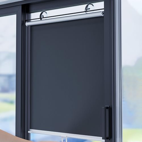 Fenster Verdunkelung Rollo Schwarz Anpassbar Tragbare Uv-Schutz Dachfenster Rollo Ohne Bohren Sonnenschutz Rollos mit Saugnäpfen, Einziehbarer Temporäre Jalousien