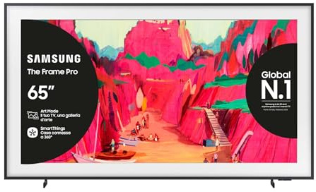 Samsung The Frame Pro 4K Vision AI Smart TV 65'' The Frame QE65LS03FWUXZT, Modern Frame Design con Wireless One Connect; 4K AI Upscaling, Art Mode, Matte Display, PACCHETTO INTRATTENIMENTO, 2025