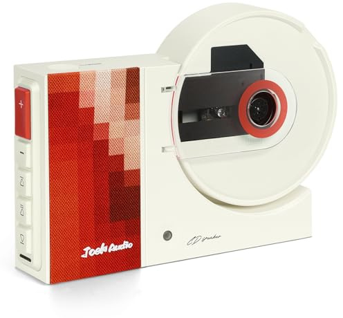 Camaisa Reproductor de música retro de CD para montaje en pared, USB, Bluetooth, entrada AUX, altavoz de audio para el hogar, 4000 mAh, con control remoto para decoración del hogar (rojo)