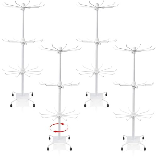 YFNVH Lot de 4 Présentoirs à Bijoux Rotatifs, 3 Niveaux, Métal Blanc, 70 cm