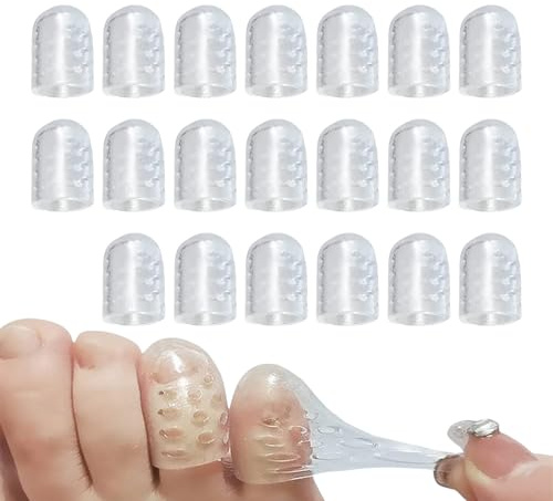 Protezione per dita dei piedi, in silicone, anti-attrito, traspirante, 20 pezzi, piccoli cappucci elastici per dita dei piedi, protezione morbida per calli, vesciche e unghie incarnite