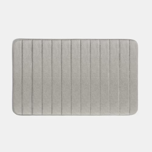 OHS Bath Mats for Bathroom, Extra Soft Absorbent Quick Dry Thick Ribbed Foam Bath Mat Non Slip Machine Washable Shower Rug for Bathroom Floor Decoration, Grey - 45 x 75cm