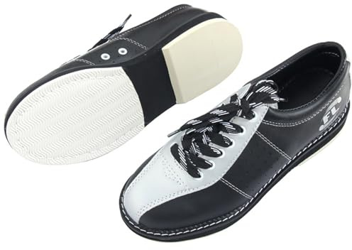 SDEQA Scarpe da Bowling da Uomo, Giardino, Prato, Antiscivolo, Leggere, con Lacci, Taglia Grande,Black Silver,41 EU